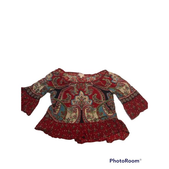 Altar'd State Peplum Top Women's Small Boho Paisley Print Multicolor Festival - Picture 3 of 8
